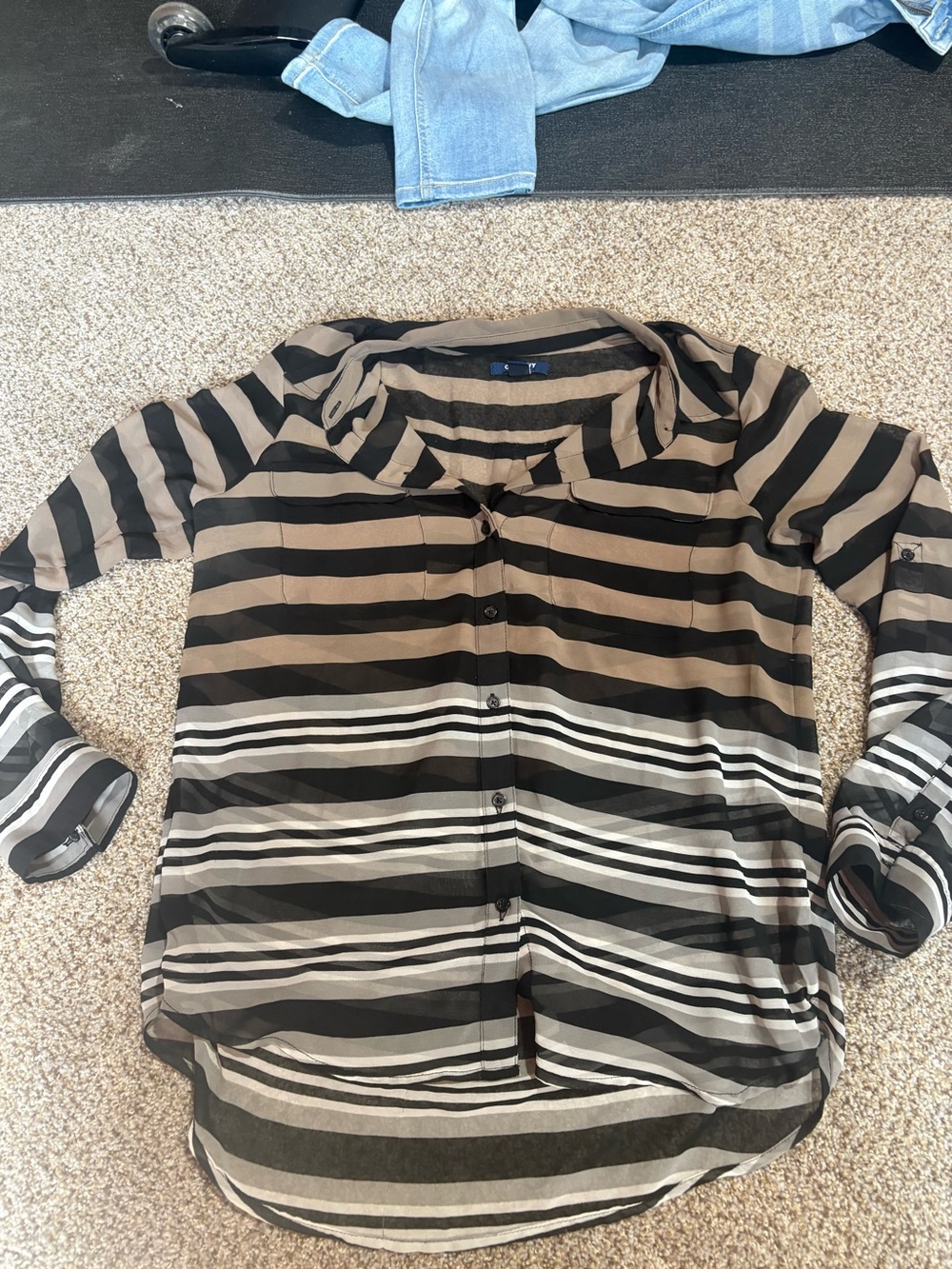Striped Black and Brown Old Navy sheer tunic